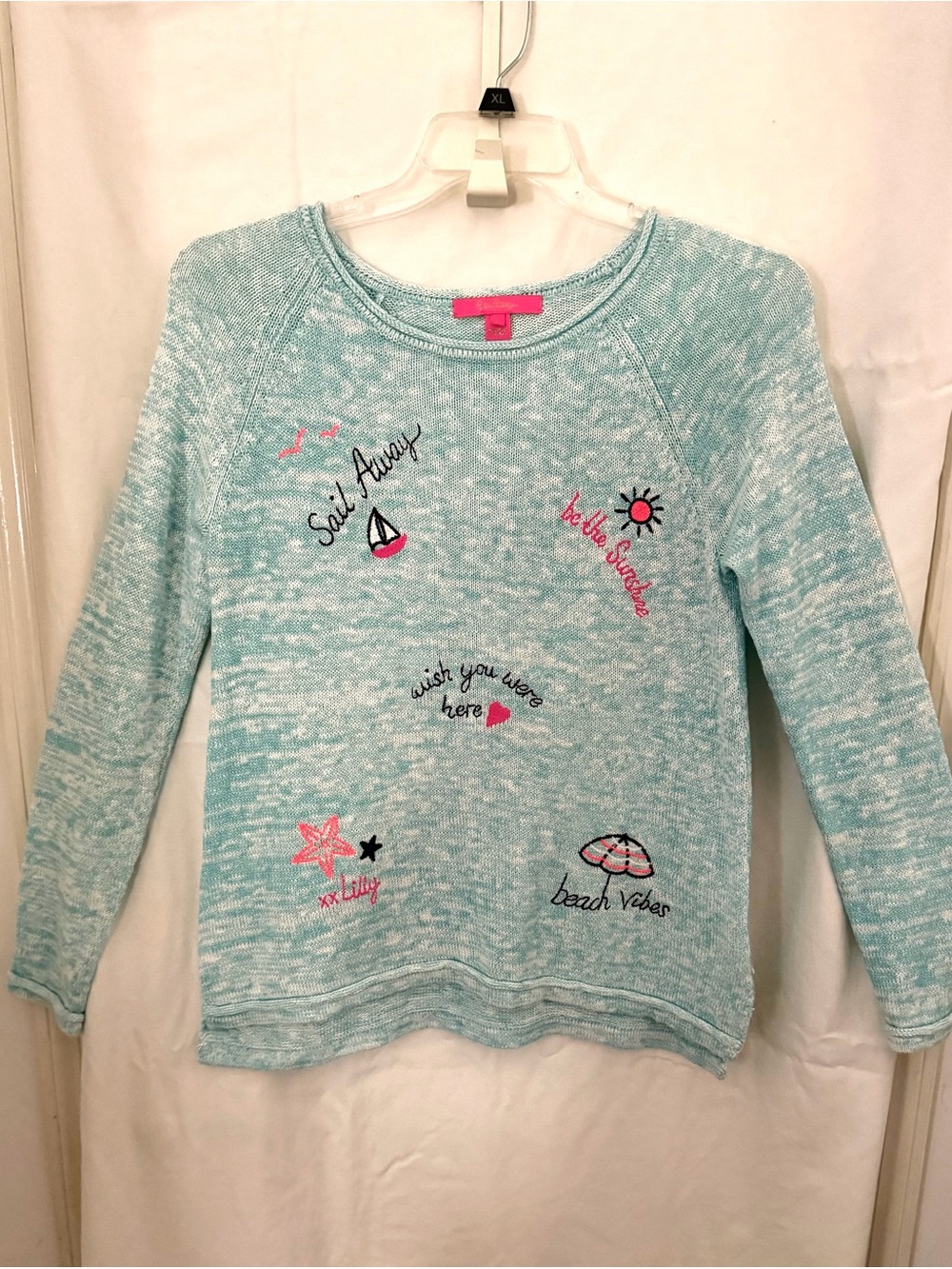 Lilly Pulitzer Light Blue/Aqua Lightweight Crewneck Sweater